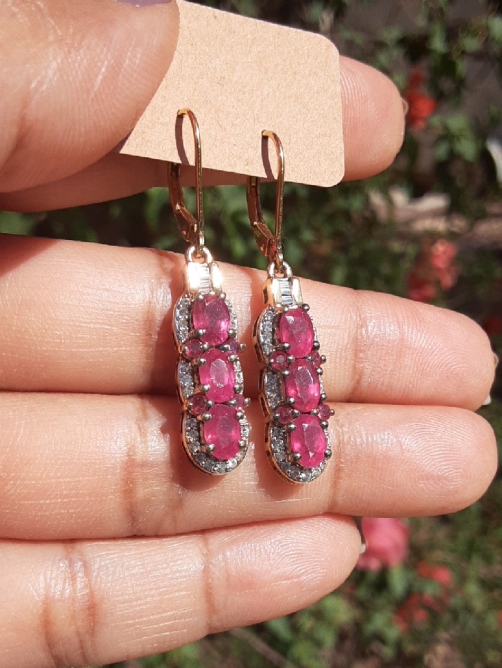 925 Genuine Ruby Earrings.